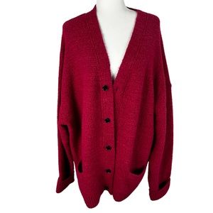 Abercrombie & Fitch Fluffy Oversized Chunky Knit Open Cardigan Sweater Pockets
